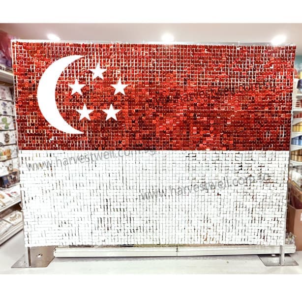 NDP Singapore Flag Shimmery Wall with Balloon Garland Singapore